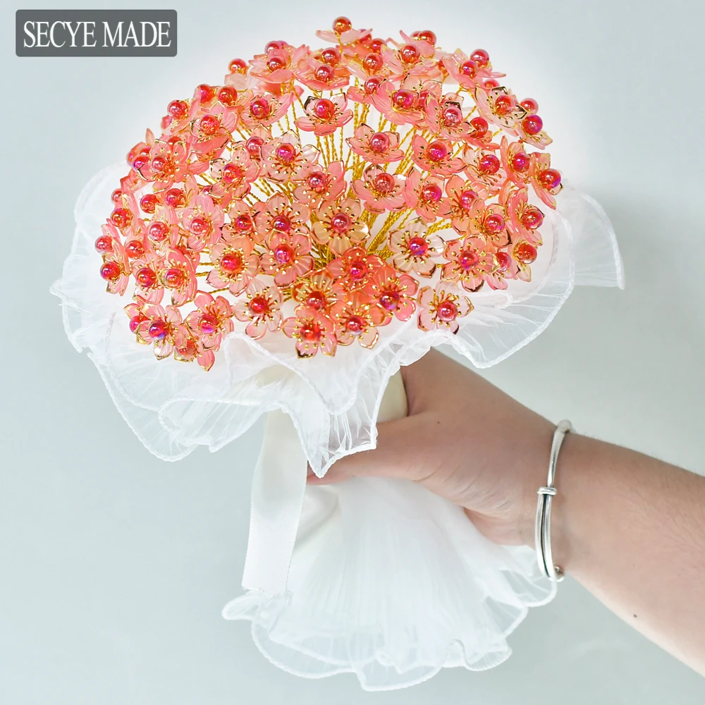 

Bridal Wedding Bouquet Holding Flowers Simulation Cherry Blossom Bouquet Bride Bridesmaid Party Valentine's Day Decoration M01