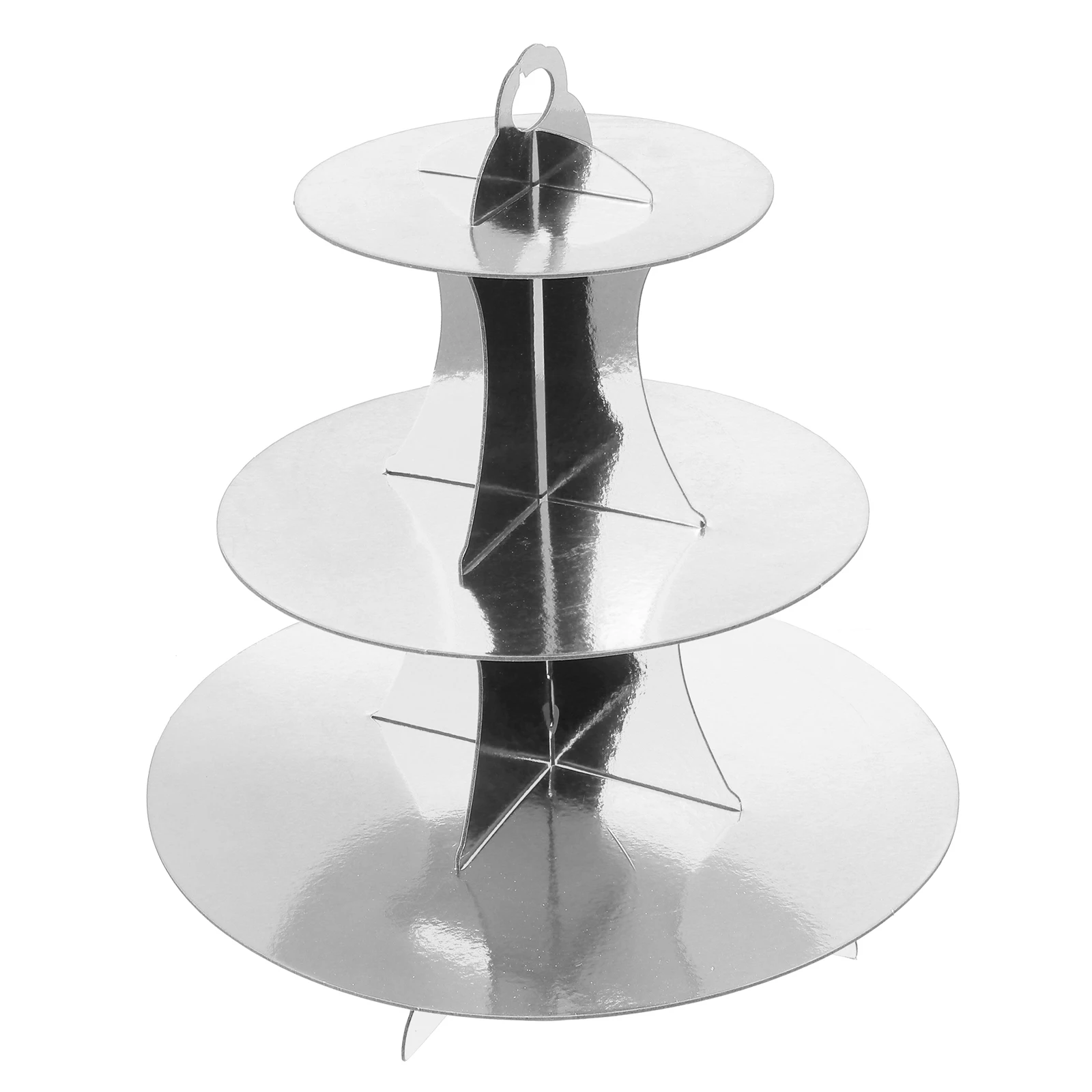 

3 Tier Round Paper Cake Stand Multi Layer Dessert Display Rack For Party Baby Shower Decor Black Gold Theme Hanging Hole Space