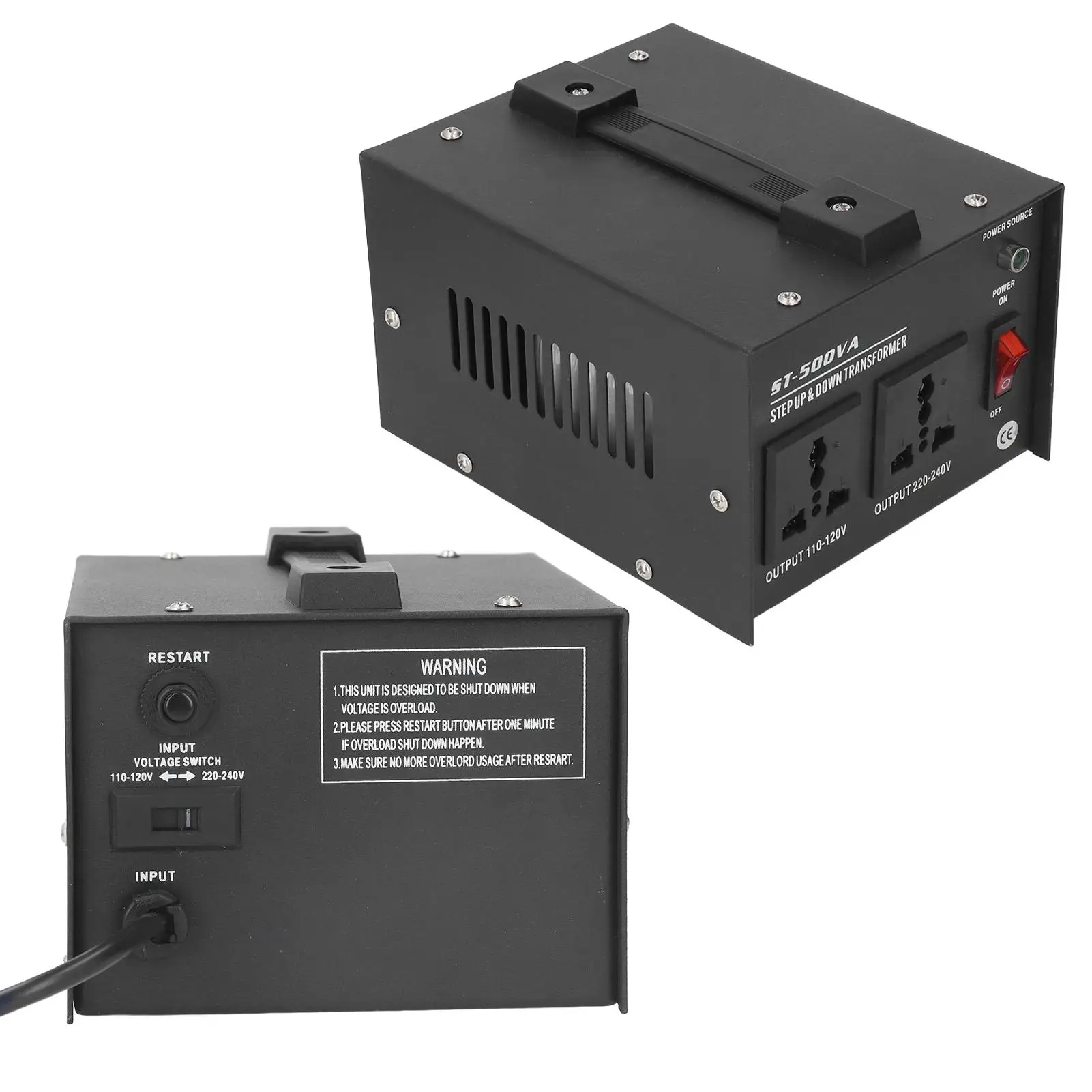 Imagem -02 - Heavy Duty Step up Power Transformer Conversor de Tensão Saída Ajustável 500w 110v a 220v