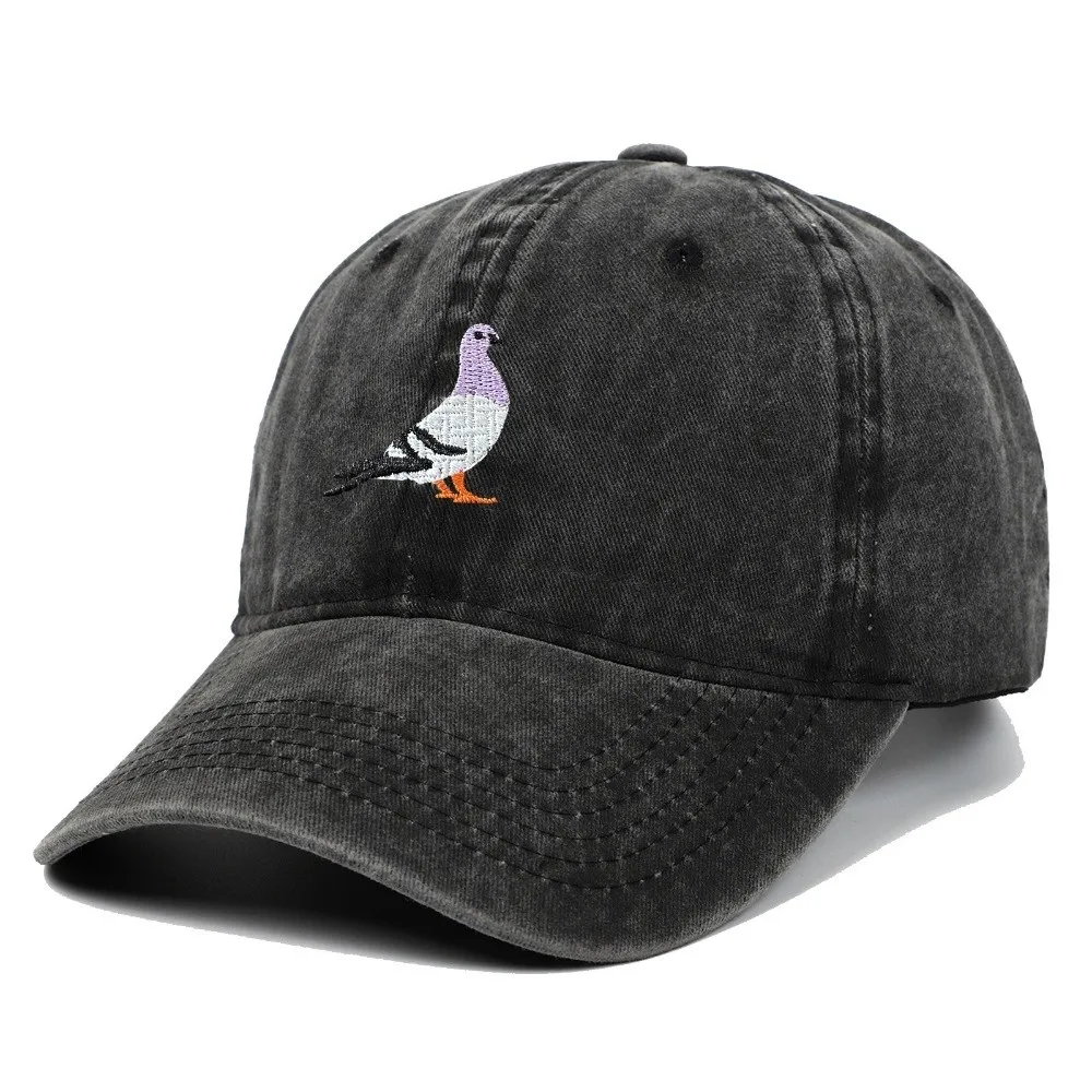 Casquette de Baseball à motif brodé de Pigeon, casquette décontractée pour Sports de plein air, délavé, visières Vintage, chapeaux de protection solaire toutes saisons