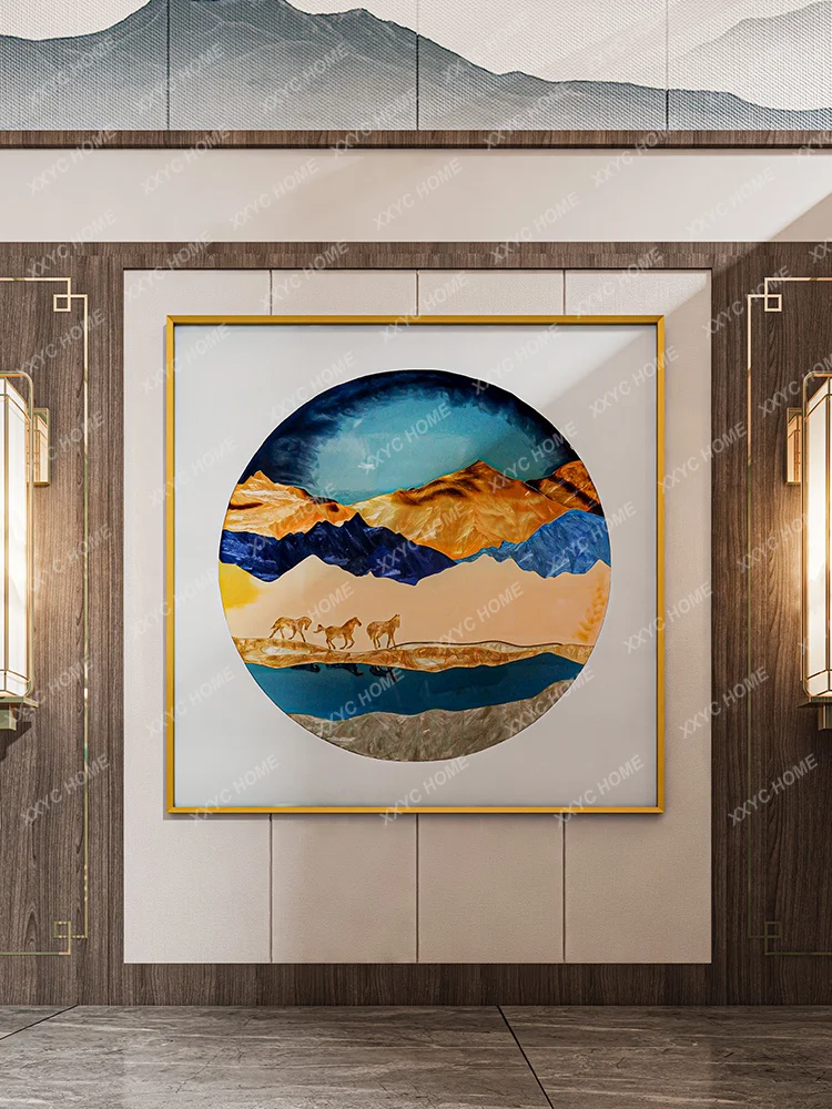 Enamel Color Empty Villa Living Room Decorative Painting Office Study Hallway Landscape Hanging Painting