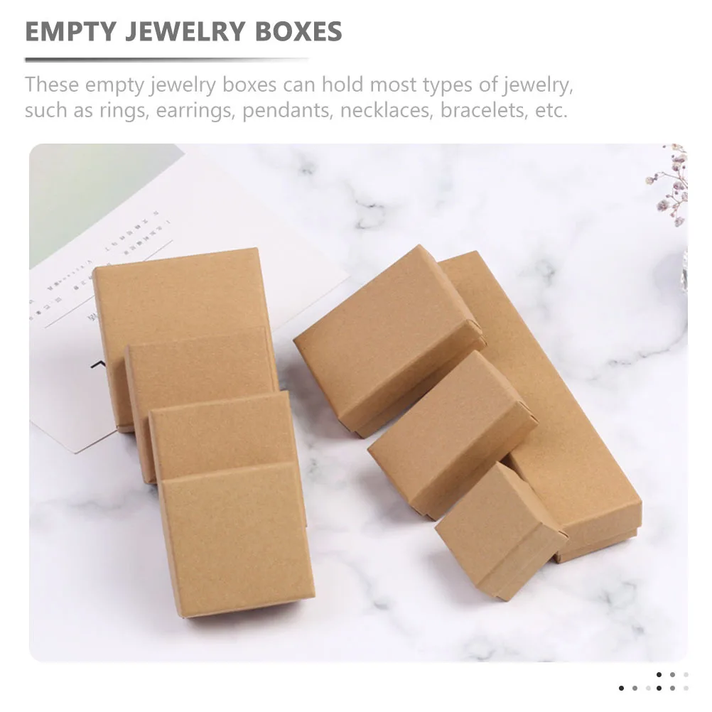 6Pcs Jewelry Gift Box Solid Color Mini Portable Jewelry Organizer Case Sponge Liner Earrings Necklace Storage Travel Box