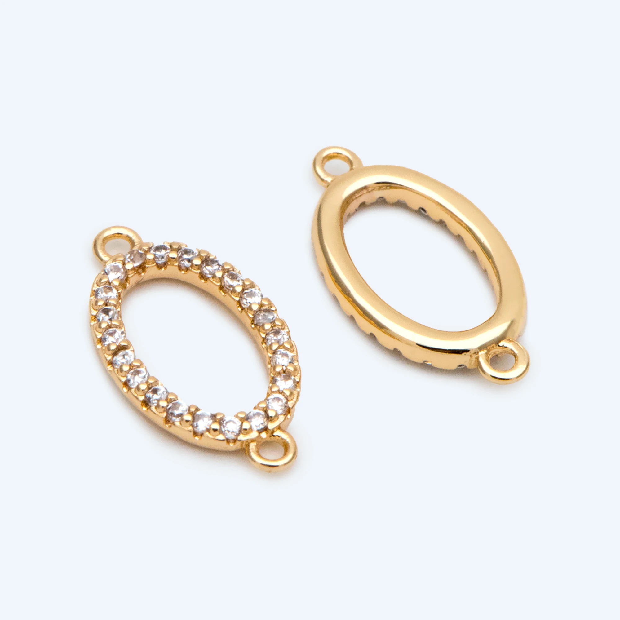 

4pcs CZ Paved Gold Oval Link Charms, Brass Oval Hoops, Geometric Hoop Circle Connector Pendants (GB-2851)