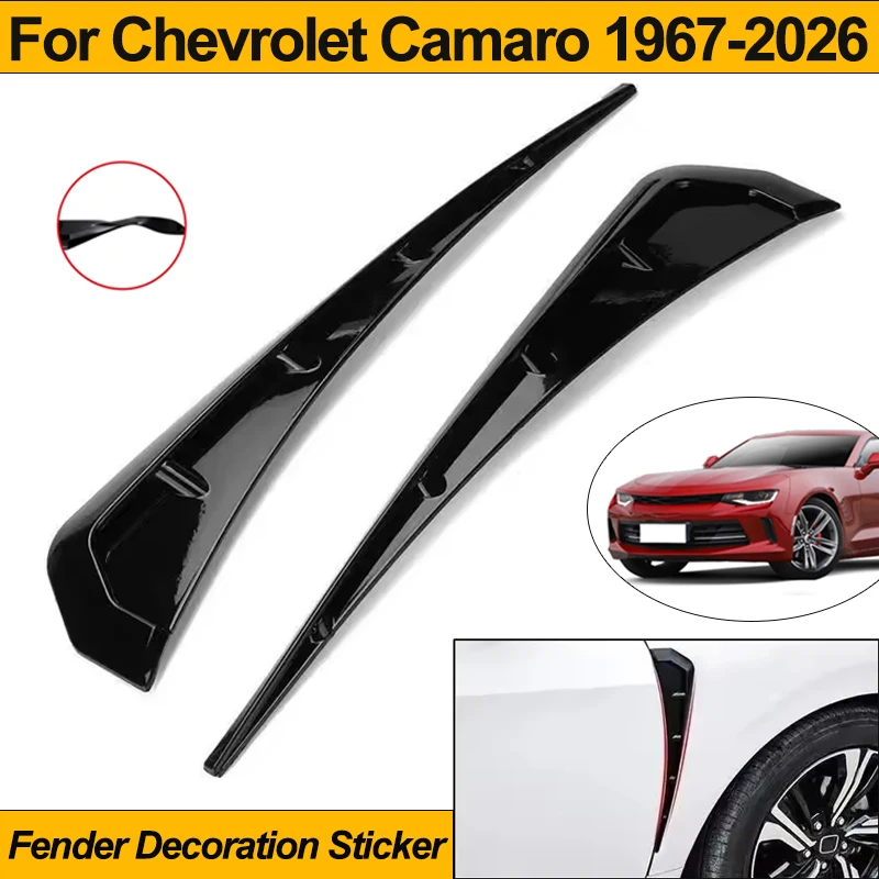 For Chevrolet Camaro 1967-2026 2Pcs Side Fender Spoiler Wind Knife Side Gills Air Vent Decor Stickers Car Styling 1968 1969 2025