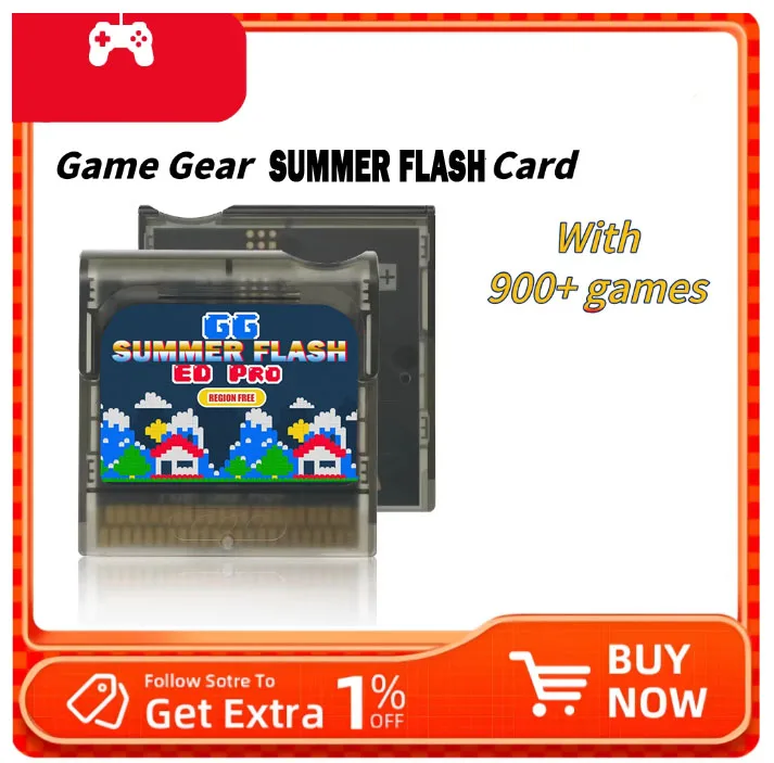 

Summer Flash Gear ED PRO 900 IN 1 Game Cartridge for Sega Game Gear GG Console with 8GB Micro TF Card