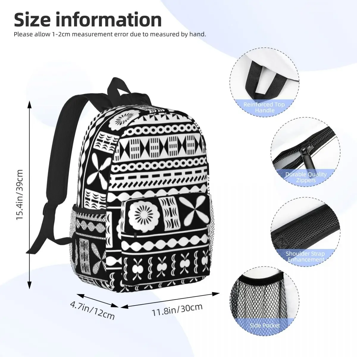 Fijian Tribal Art Aka Masi Kesakesa mochilas para niños y niñas, mochilas escolares de moda para estudiantes, bolsa de hombro para computadora portátil