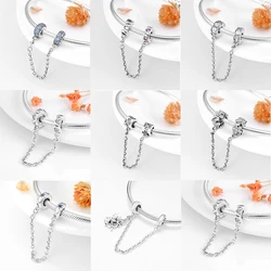 High Quality 925 Sterling Silver Bead Safety Chain Charm Diy Fit Original European Charms Bracelet Fine Jewelry Making