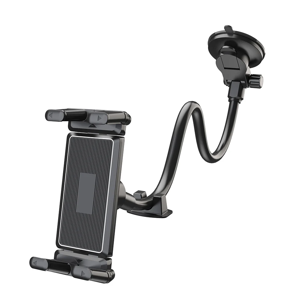 Tilt And Rotate Capable Vehicle Mounted Tablet Holder Supporting Sizes From Four Point Seven To Nine Point Six Inchs