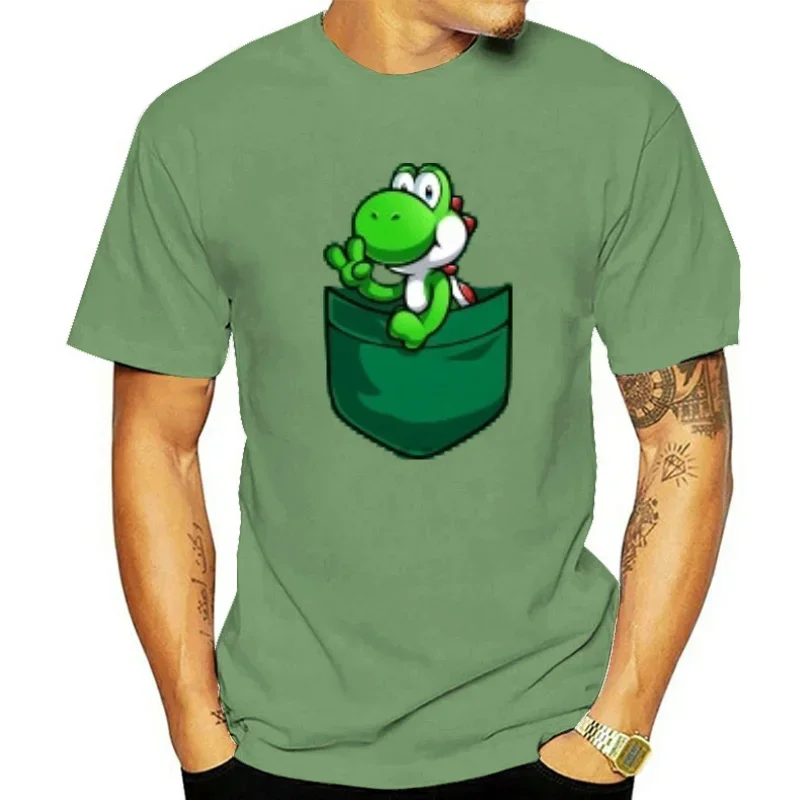 100% Cotton O-neck Custom Printed Tshirt Men T shirt Pocket yoshi - Women T-