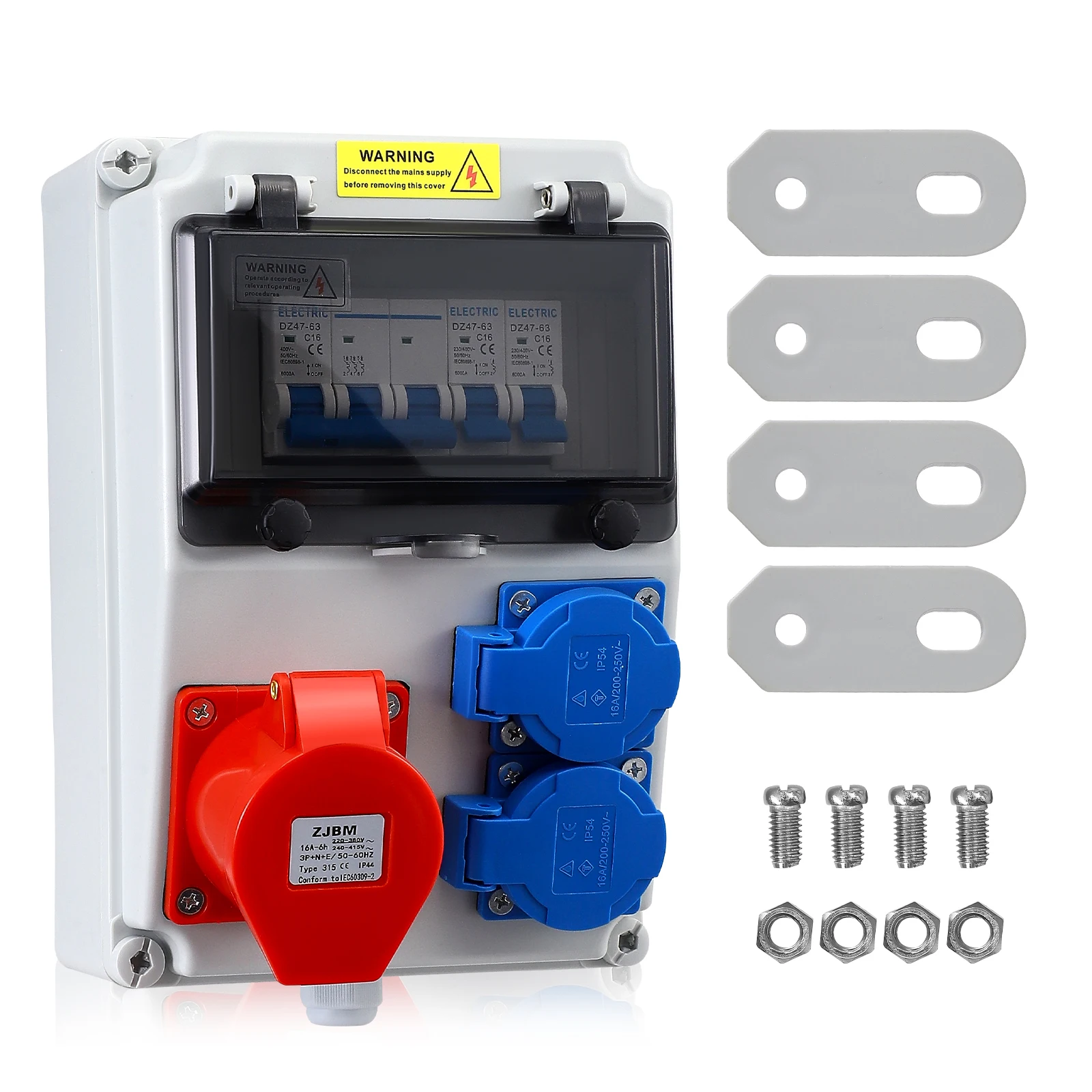 Sicherheitsbox zur Reinigung von Schränken, 400V-Gebäudeschrank, wasserdichter IP54-Gebäude-Elektroschrank mit Leistungsschalter, 2×16A-Steckdosen