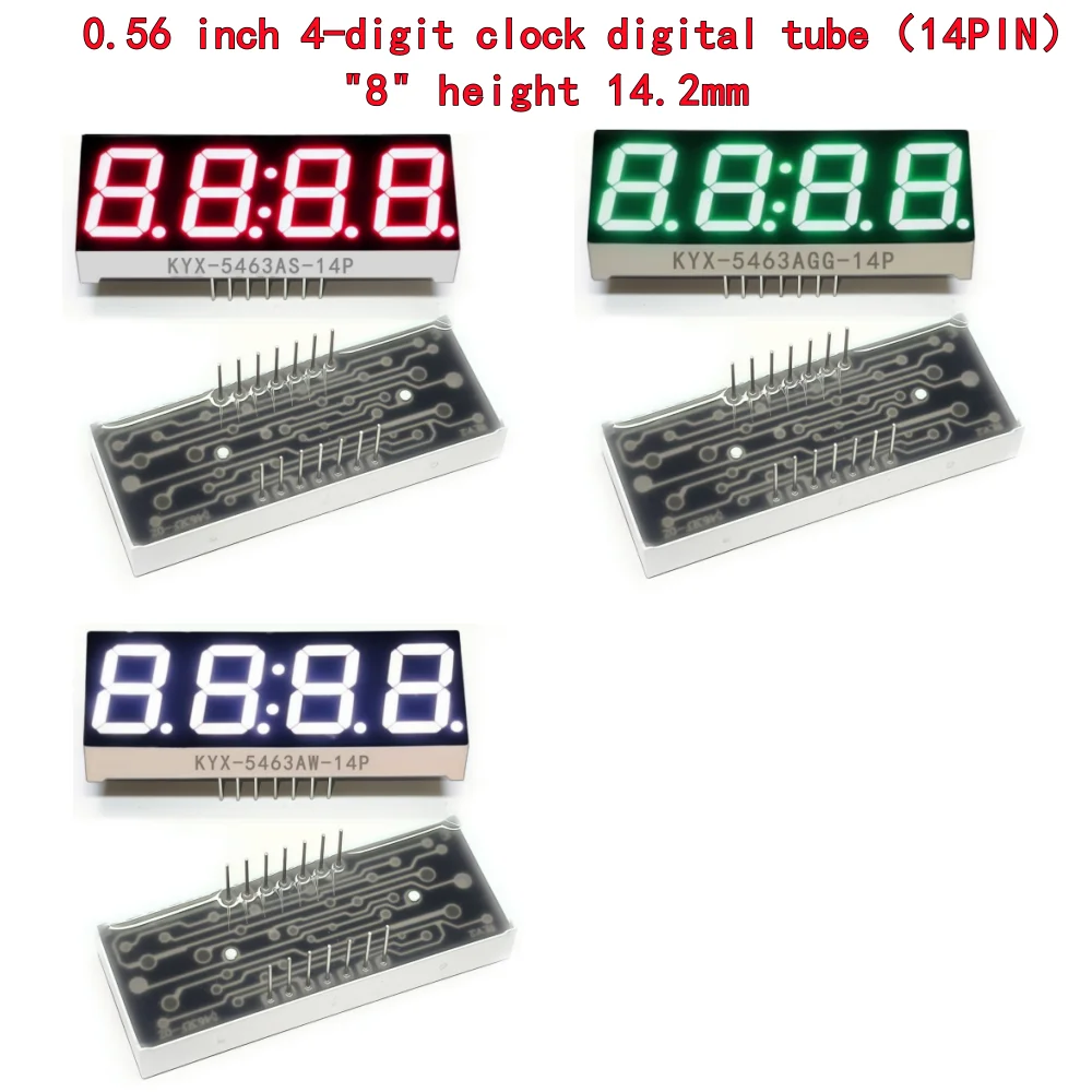 10Pcs/Set 0.56 Inch 4 Bit Digit Red LED Digital Display Digitron 50*19*8MM 14Pins Digitron Common Anode Cathode KYX-5463AS/BS