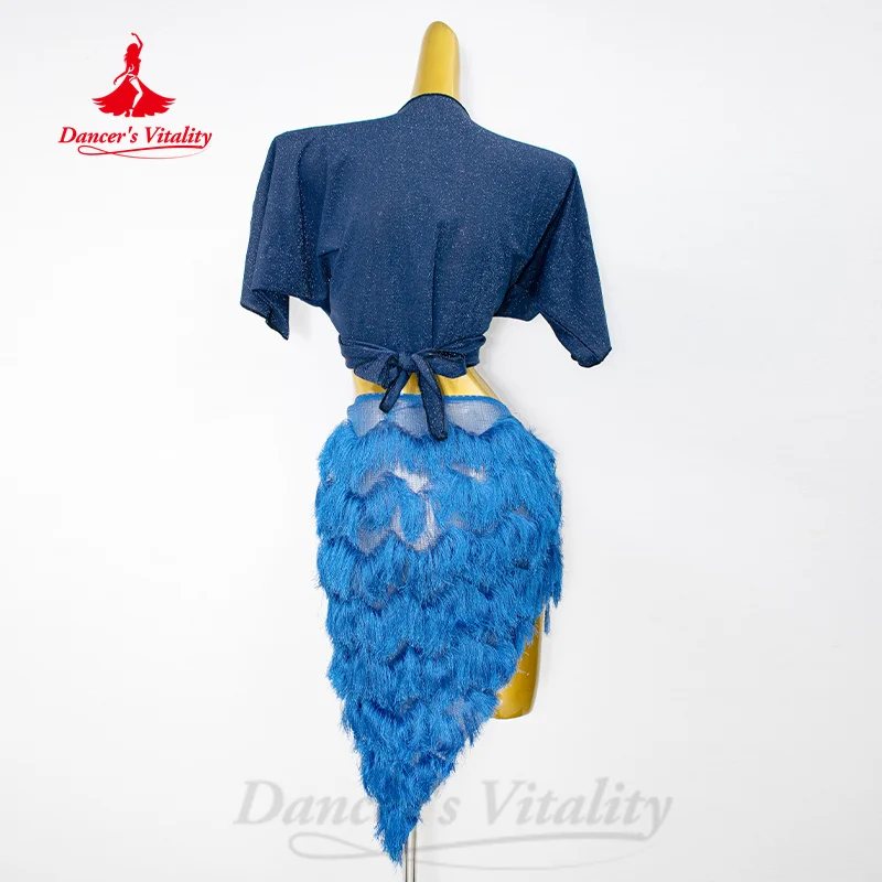 Новый костюм для танца живота, свободный и удобный топ + короткая юбка с кисточками, 2 предмета, женский комплект сексуальной тренировочной одежды для восточных танцев