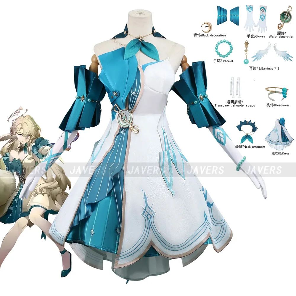 

Aventurine Robin Cosplay Costume Game Honkai Star Rail Wig Dress Uniform Penacony Idol Singer Halloween Party Suits For Women