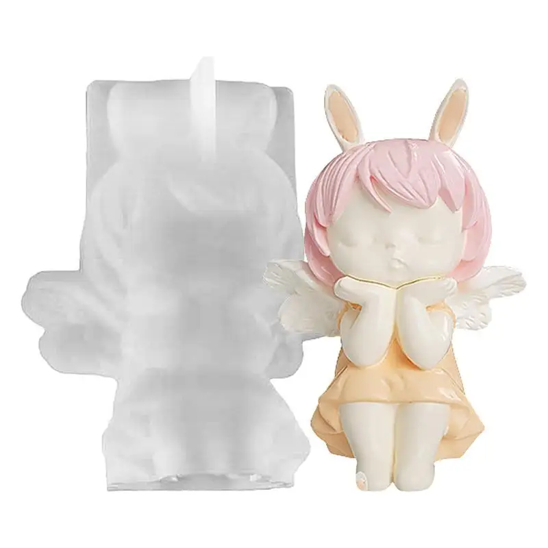 Candle Wax Molds Silicone 3D Angel Shape Candle Mold Food Grade Baking Molds DIY Supplies Washable Non Stick Flexible for Resin