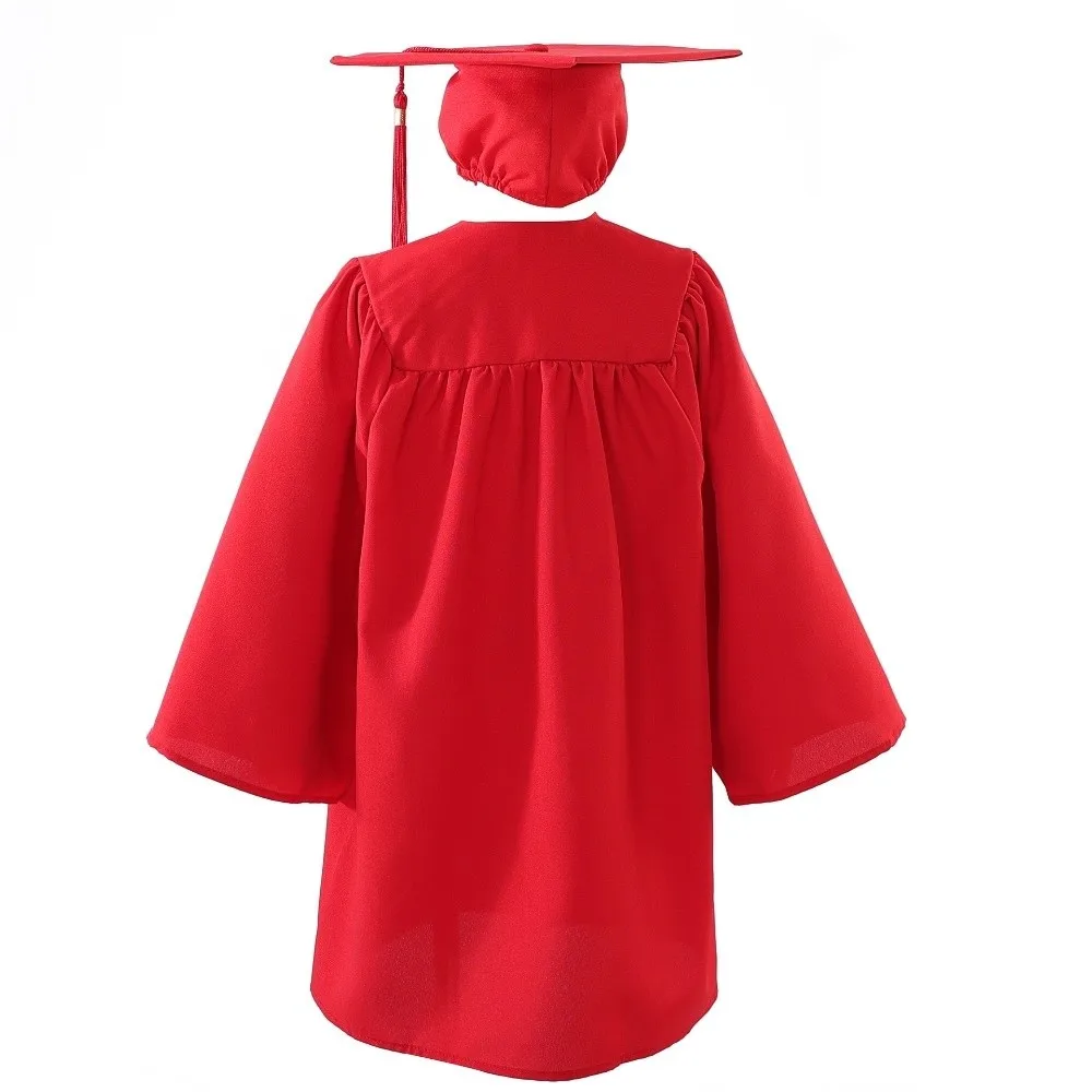 Doctoral Costume Kids Graduation Gown Primary School Kindergarten Children Academic Robe Student Solid Color