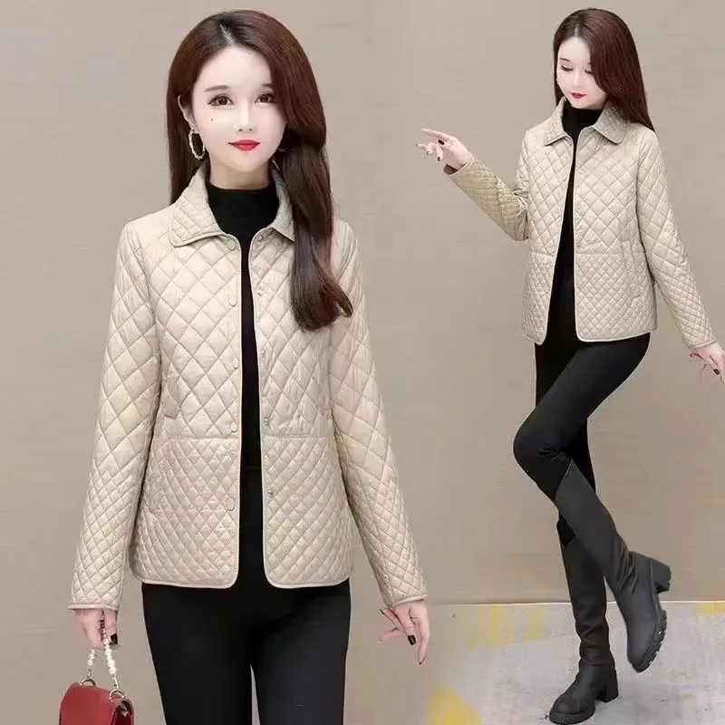 2024 Autumn Winter New Women's Mother Coat Light Cotton-padded Female Padded Jacket  Middle-aged Lderly Loose Casual Overcoat