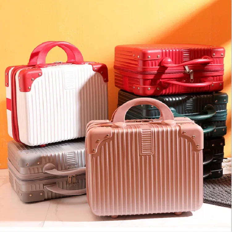 (005) New Korean retro small portable cosmetic case 14 inch abs suitcase mini portable