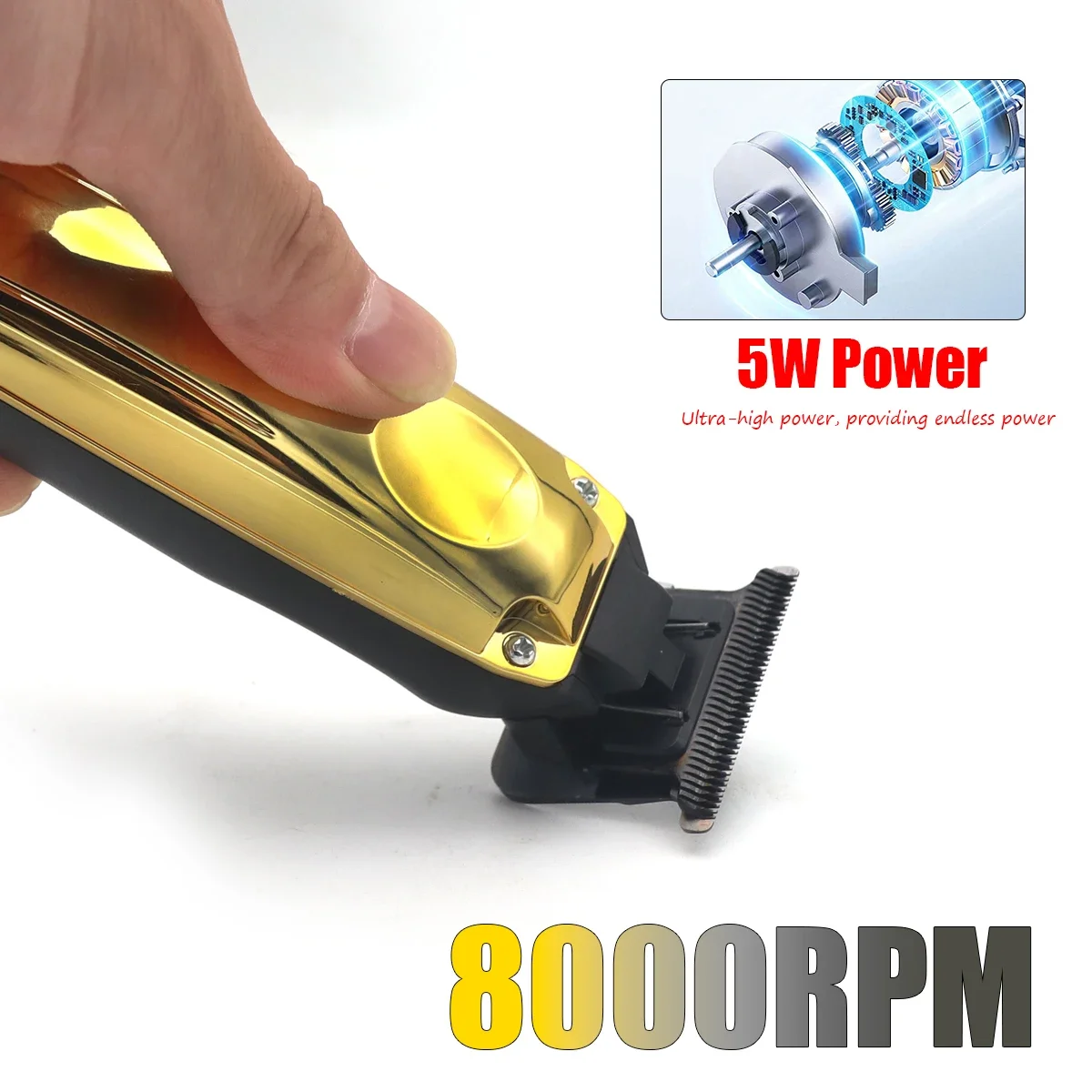 ماكينة تشذيب اللحية الاحترافية للرجال مع ماكينة تشذيب الشعر اللاسلكية DLC Blade T-Blade Zero Gapped 8000 دورة في الدقيقة 5 وات