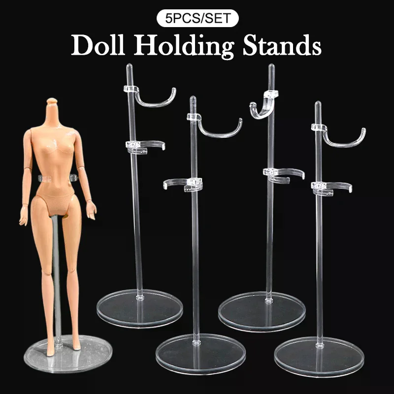 Soportes para muñecas de 5 uds., estante de exhibición Universal ajustable para muñecas, estantes transparentes, soporte para modelo de maniquí, soporte para vestido de muñeca