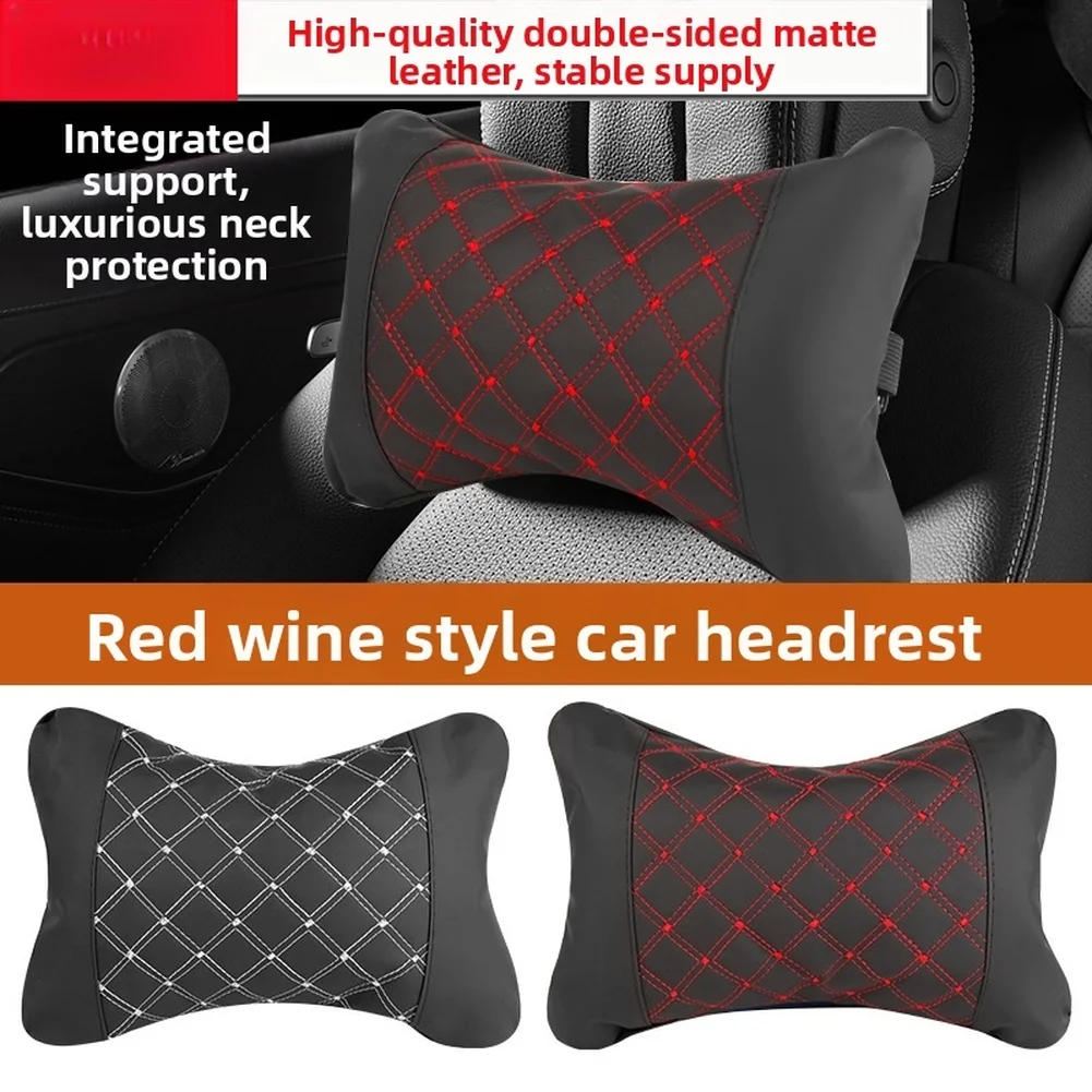 Gestricktes Leder-Autokopfstützen-Nackenkissen Mattiertes Leder Wein-Design Mit PP-Baumwollfüllung Sitz-Zubehör