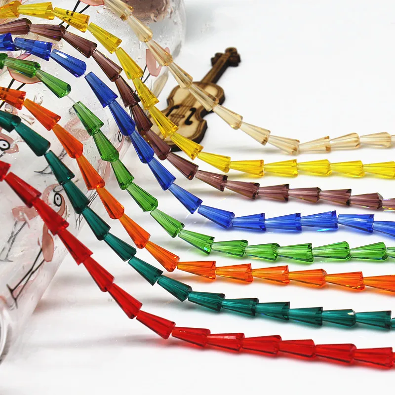4 6mm Tower Shape Faceted Crystal Beads Austrian Conical Glass Beads Loose Spacer Beads for Jewelry Making DIY Bracelet Necklac