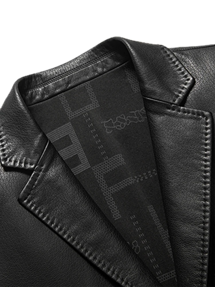 

Haining Genuine Leather Jaet Men's Thin Sle Slim Fit Coat Middle-aged High-end Busin Pure Leather Outerwear