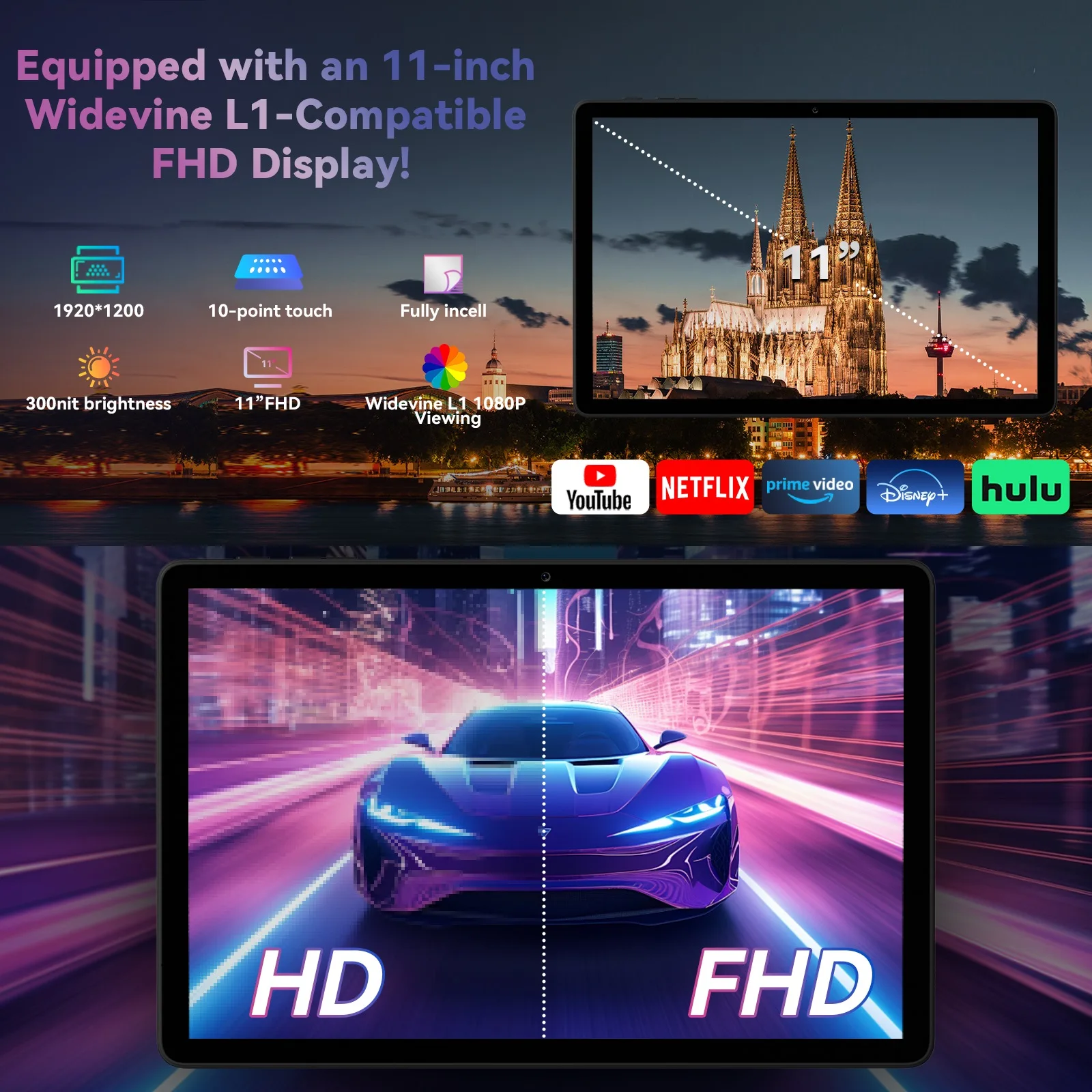 Alphawolf LPad3 Tablet Wi-Fi Android15 da 11 pollici 16 GB + 128 GB GPS Widevine L1 1920 * 1200 FHD IPS 8000 mAh PD18W Tipo-C Ricarica GMS