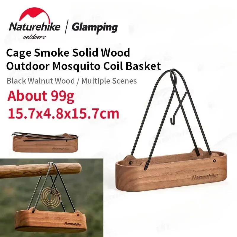 Naturehike Portable Mosquito Coil Basket Ultralight Foldable Hanging Incense Basket Camping Outdoor Home Decorative Wooden Frame