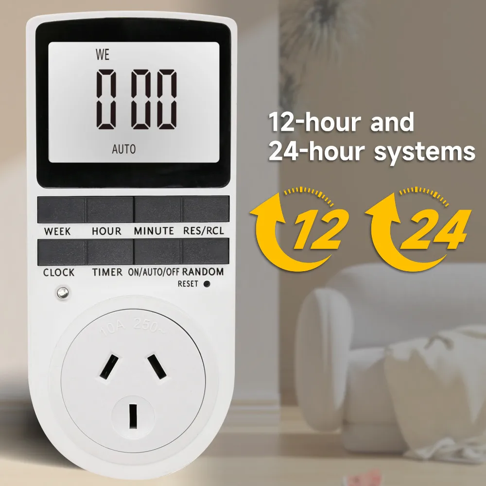 Cerhot AU Plug Timer switch Timer Socket Programmer 7 Day 12/24 Hours  Kitchen Digital Socket Programmable Digital Power Control