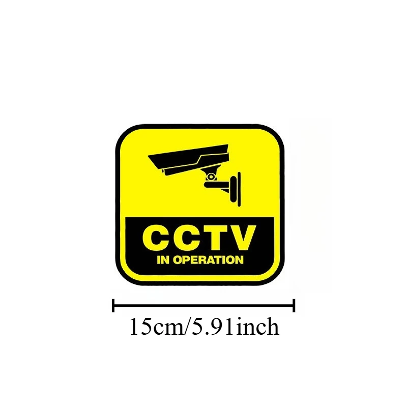 2D Flat CCTV Warning Vinyl Sticker 1pc, Waterproof UV Resistant, for Car Window Scratch Cover Decor, Holiday Gift