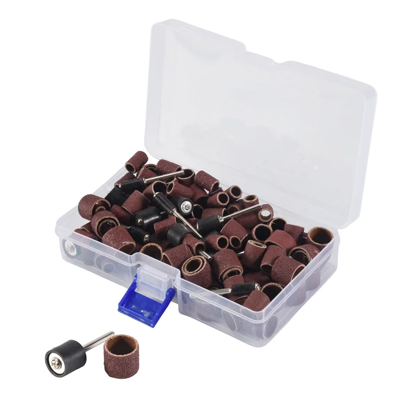 

A58Z 132 Pieces Drum Sander Set With Free Box Including 120 Pieces Nail Sanding Band Sleeves And 12 Pieces Drum Mandrels For Dre