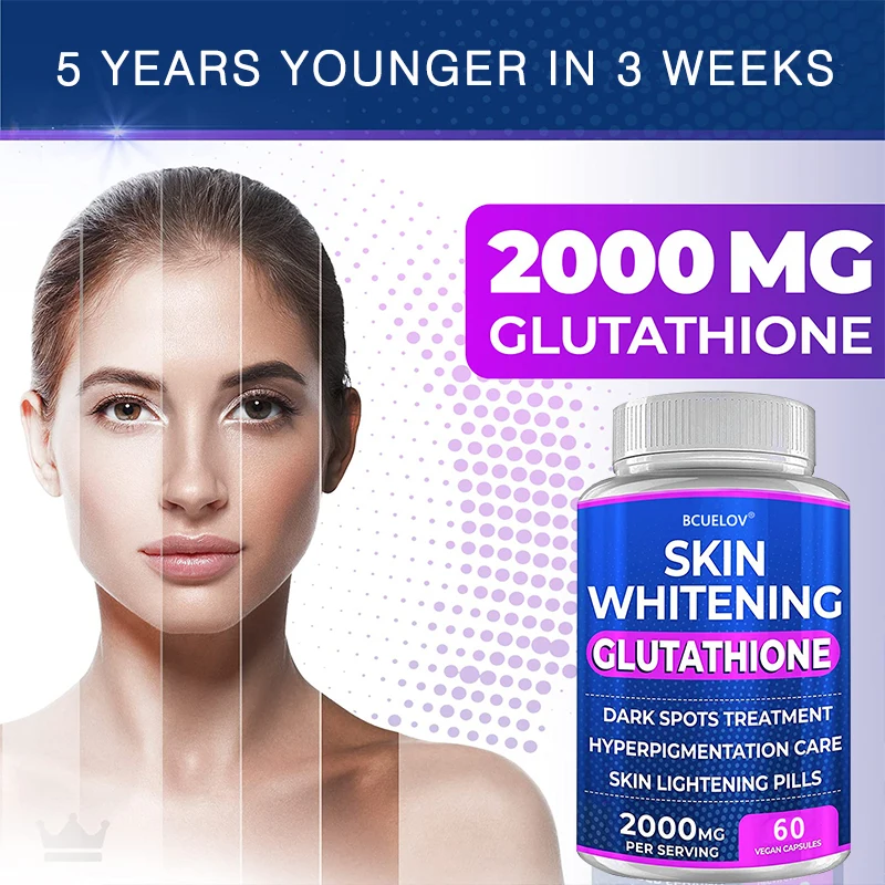 Bcuelov Glutathione Maintains Youthful Appearance and Resists Free Radicals. It Is Vegetarian and Easy To Absorb