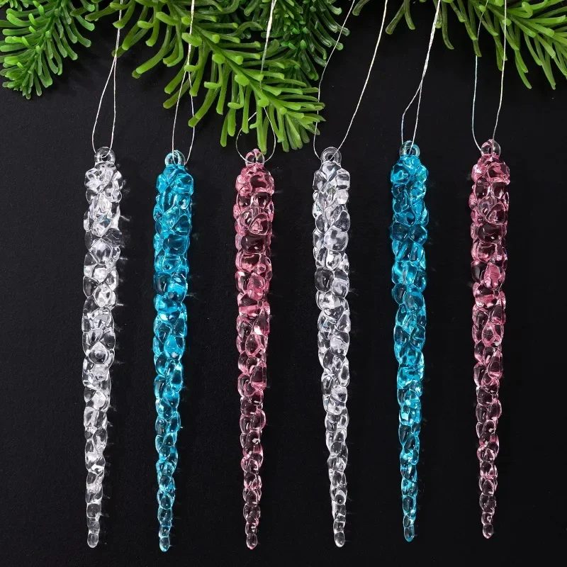 

Christmas Ornaments Xmas Tree Hanging Pendant Transparent Acrylic Icicle Crystal Twisted Icicle Snowflake Home Party Decoration