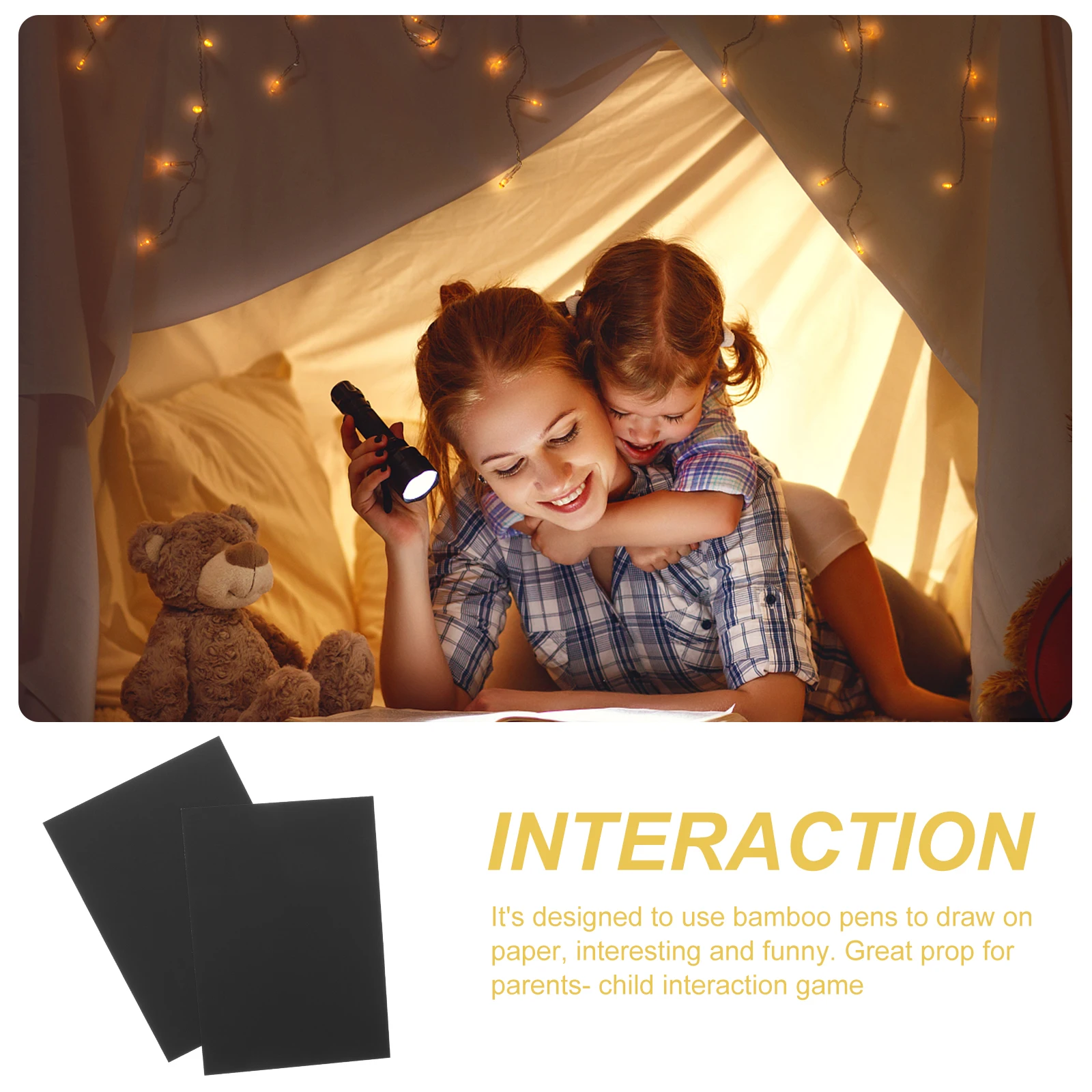 

55pcs ScratchPaper BambooPen Set ThickBlackCoating CraftDecoration KidsPainting RainbowWallArt HomeDecor