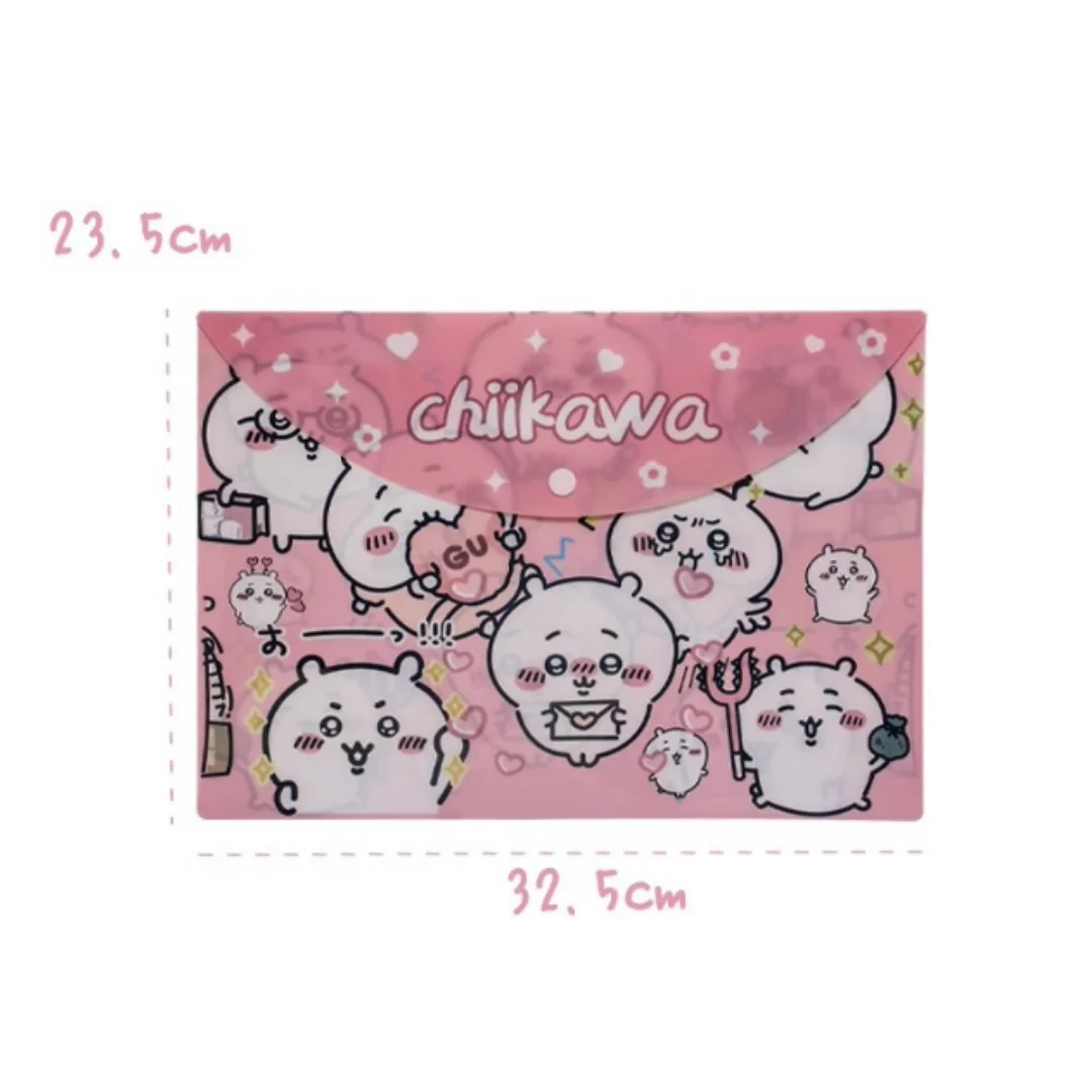 Chiikawa Snap Button File Folder,A4 Document Storage Pouch for School Office Supplies,Ideal as Kids Birthday Gift