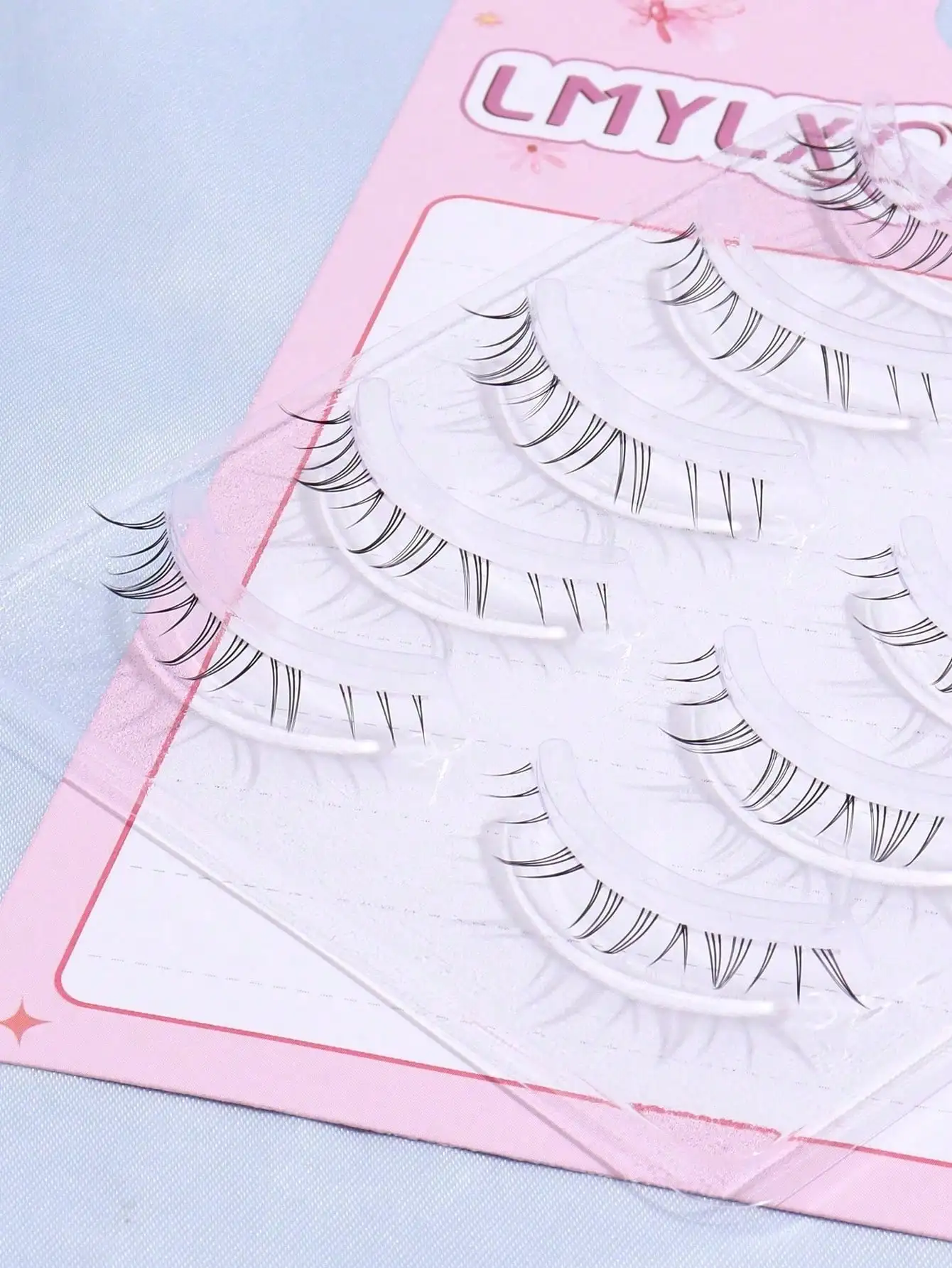 5 Pairs Transparent-stem Natural False Eyelashes,Japanese Anime Style Sharp-tip Dramatic DIY Lower Lashes, Comfortable for Girls