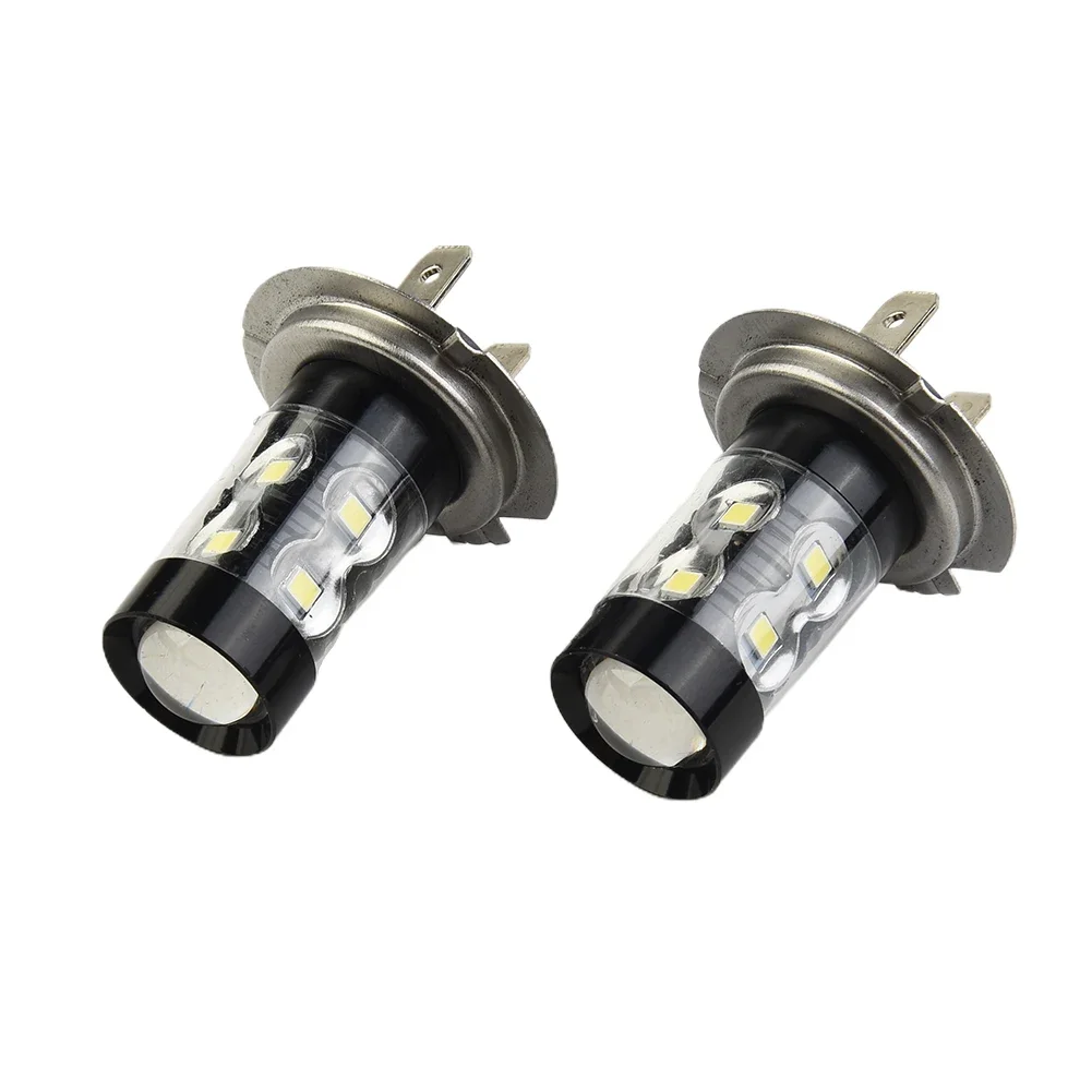 Farol LED de alta potência luz de nevoeiro, lâmpadas DRL, luzes brancas do carro, lâmpada automática, H7, 80W, 6000K, 2pcs