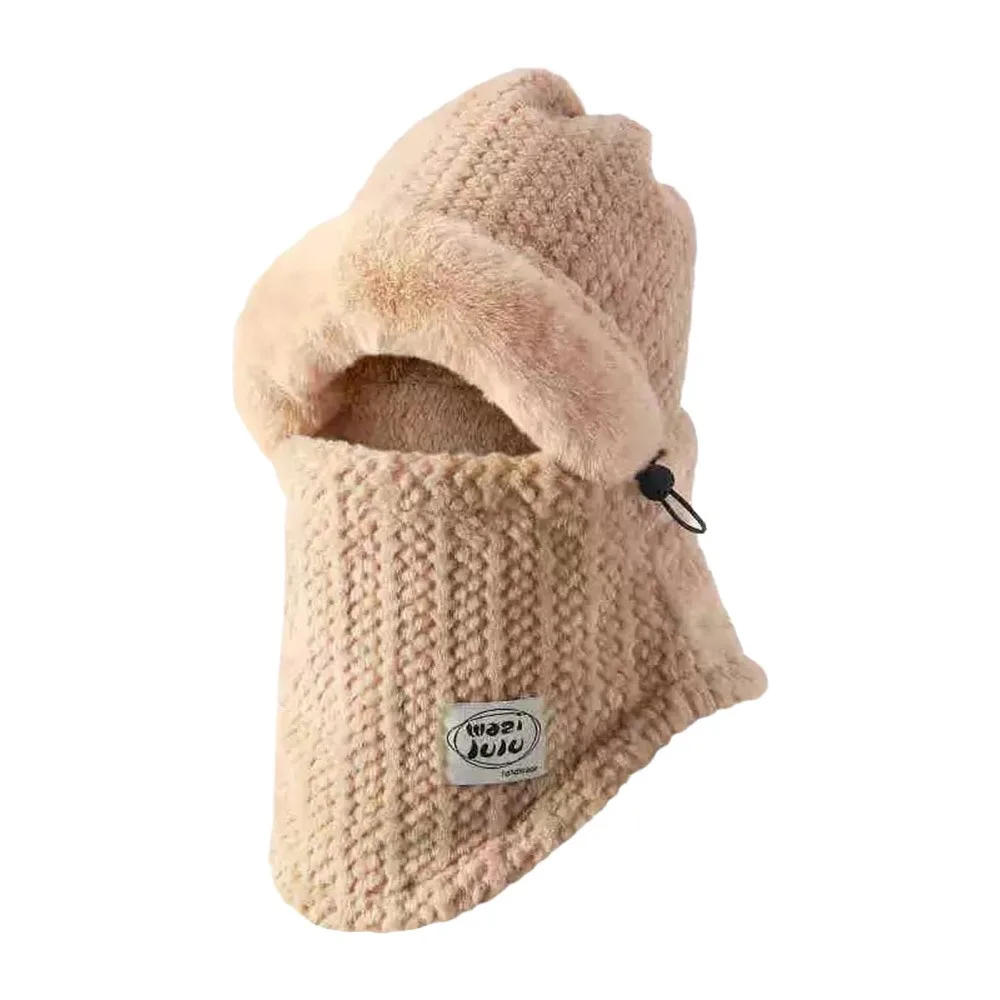 

Fashion Plush Beanies Cap Windproof Neck Warmer Winter Hat Scarf Set Thickened Keep Warm Ear Protection Hat Outdoor