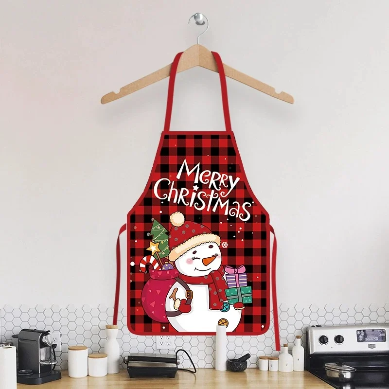 Christmas Kitchen Aprons For Woman Men Cartoon Santa Claus Deer Xmas Decoration Aprons For Kids Adults Dinner Cooking Apron