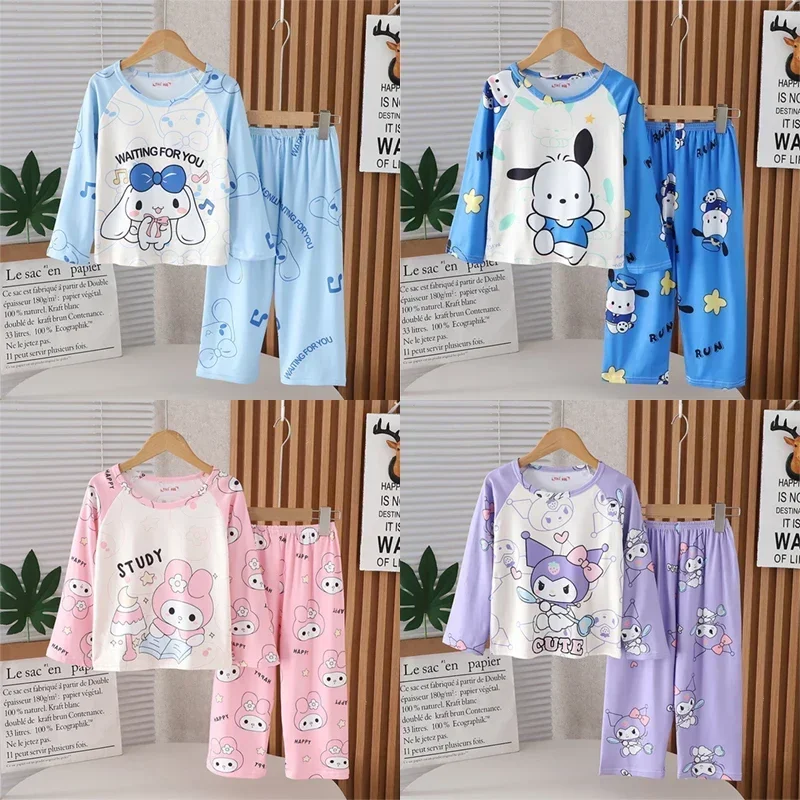 2024 Winter Children Pajama Sets Girl Long Sleeved Pants Pijamas Boys Cartoon Sleepwear Cute Kids Loungewear Korean Home Clothes