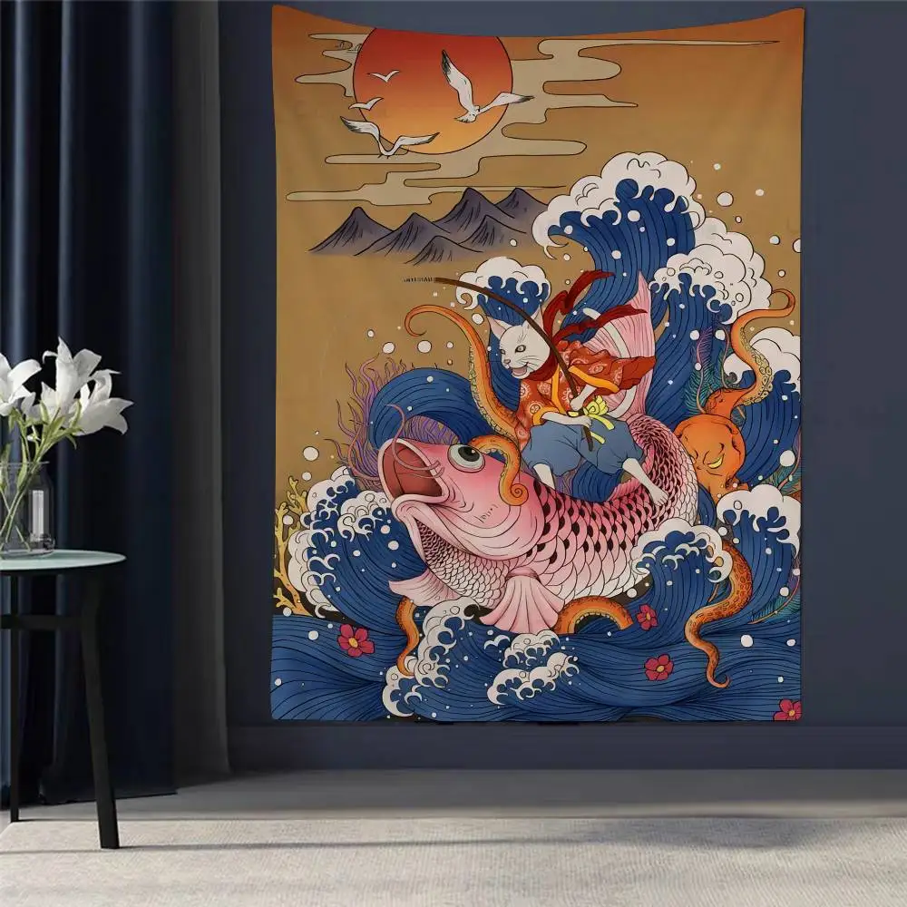 

Japanese Abstract Koi Hippie Wall Hanging Tapestries For Living Room Home Dorm Decor Art Home Decor