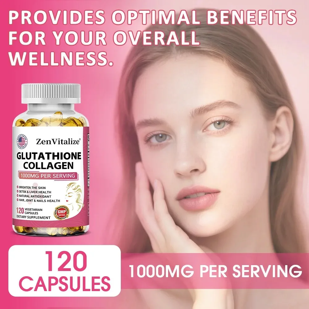 Glutathione + Collagen, Detoxifies and Nourishes The Liver, Natural Antioxidants, Protects Hair, Joints and Nail Health