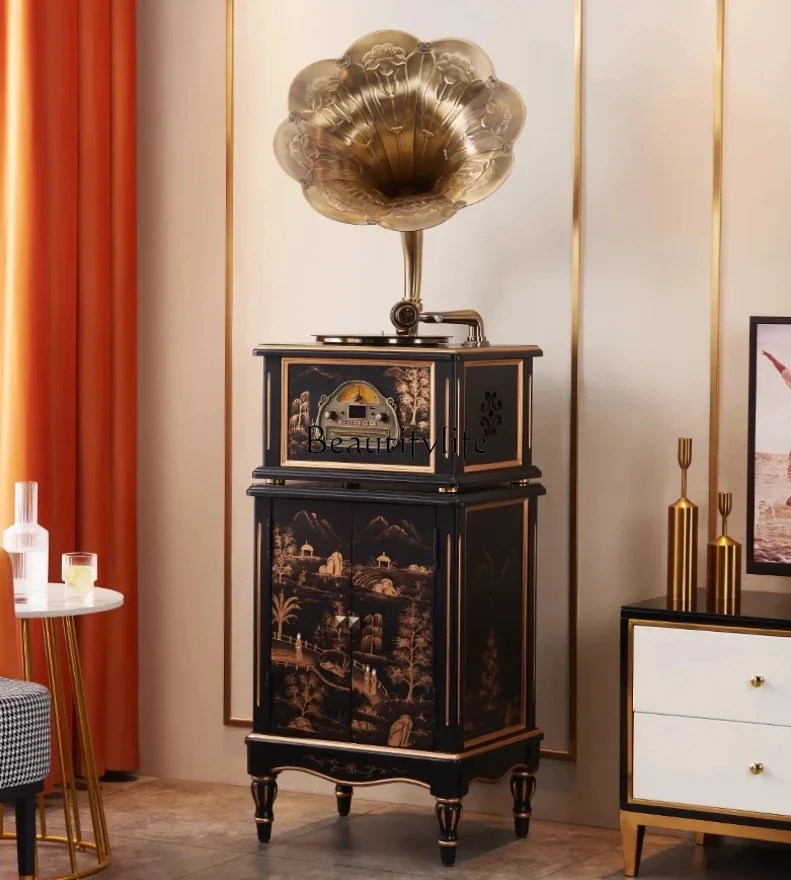 LXModern light luxury phonograph living room home antique vinyl record player Bluetooth audio soft decoration floor ornamentSSS