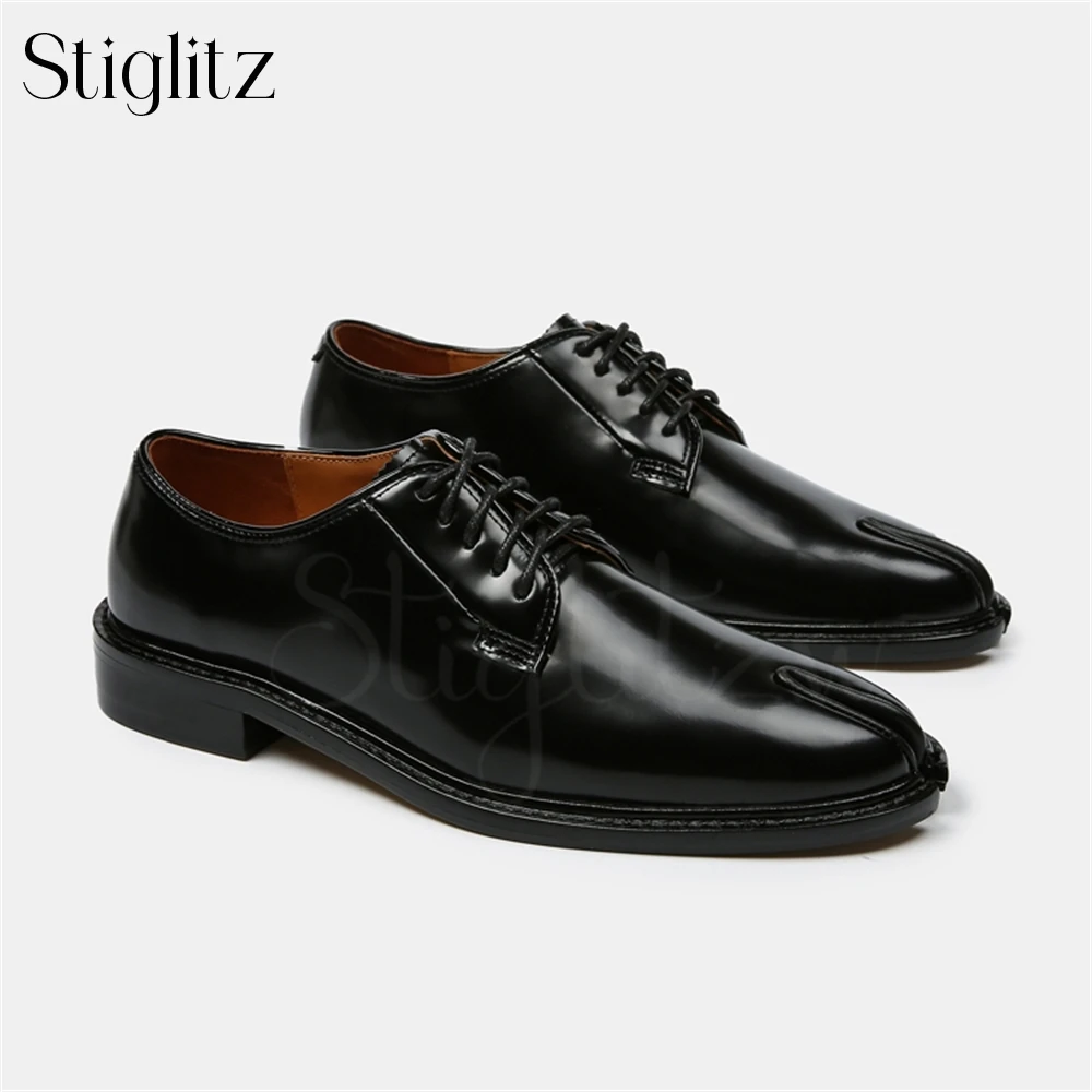 Pointed Split Toe Leather Shoes for Men Elegant Designer Style Real Leather Shoes for Men Fashion Style Custom Color Dress Shoes