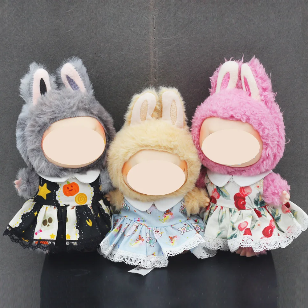 

17cm Labubu 1-3 Gen Doll Outfits | Pumpkin & Cherry Skirt | Clothes for Labubu Plush Pendants Accessories