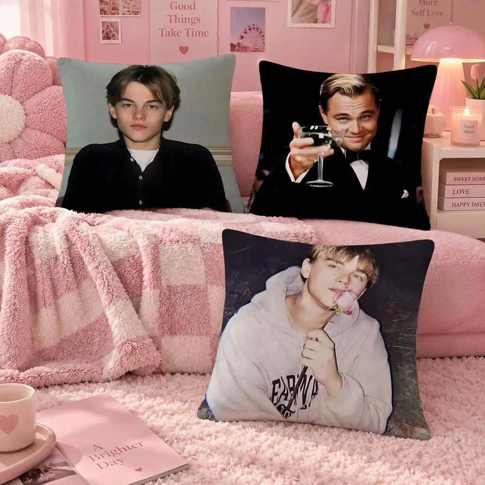 Actor Drama Leonardo DiCaprio Cushion Cover Soft Throw Pillow Cover Washable Plush Cushion Case for Sofa Bed Living Room