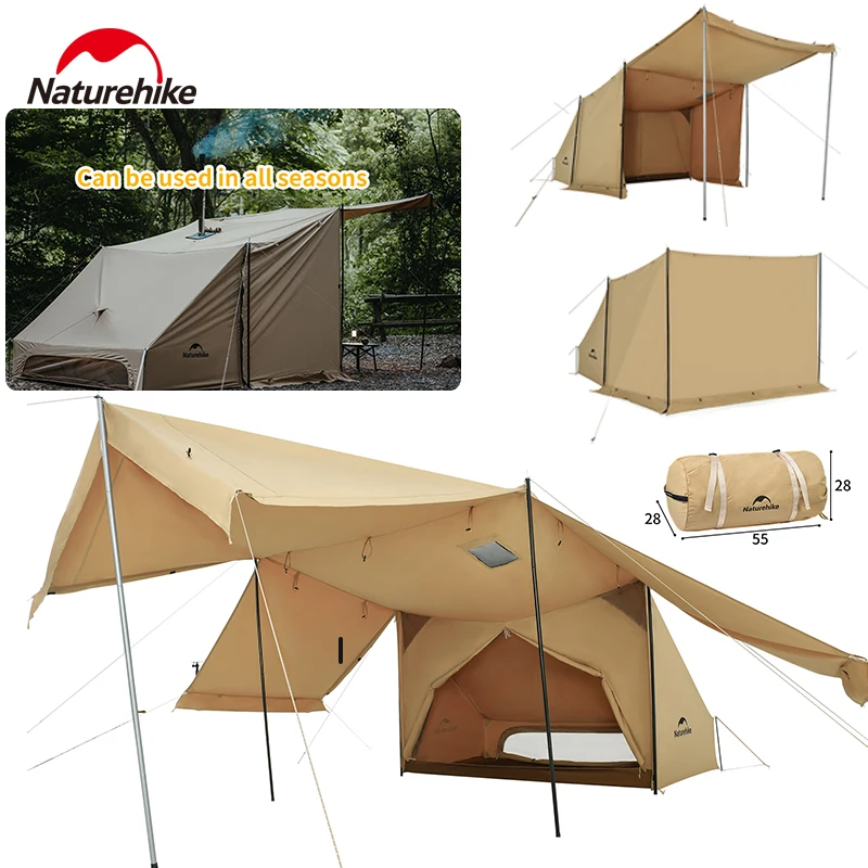 Naturehike TC Cotton Army Tent Outdoor Camping Hiking Survival Shelter Glamping Chimney Portable One Room One Hall 4 Season Tent