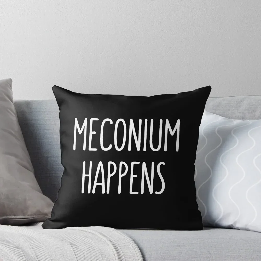 Meconium Happens - Black Throw Pillow Plaid Sofa luxury home accessories Pillow Covers Decorative pillow