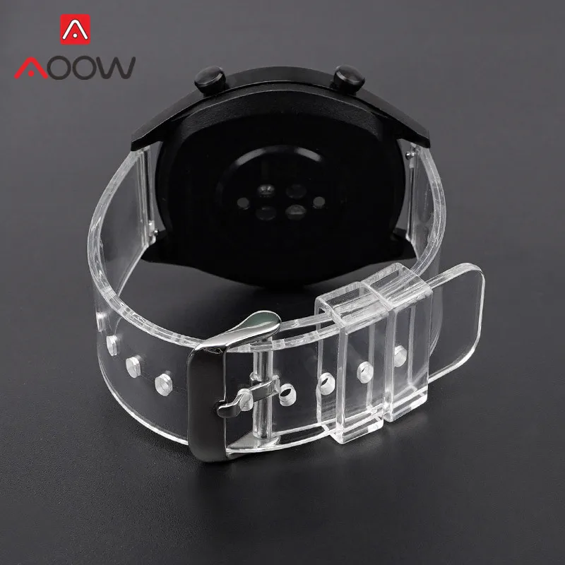 20mm 22mm Transparent Resin Strap Quick Release Stainless Steel Buckle Sport Band for Samsung Galaxy Watch6 Huawei Watch 3 4 pro