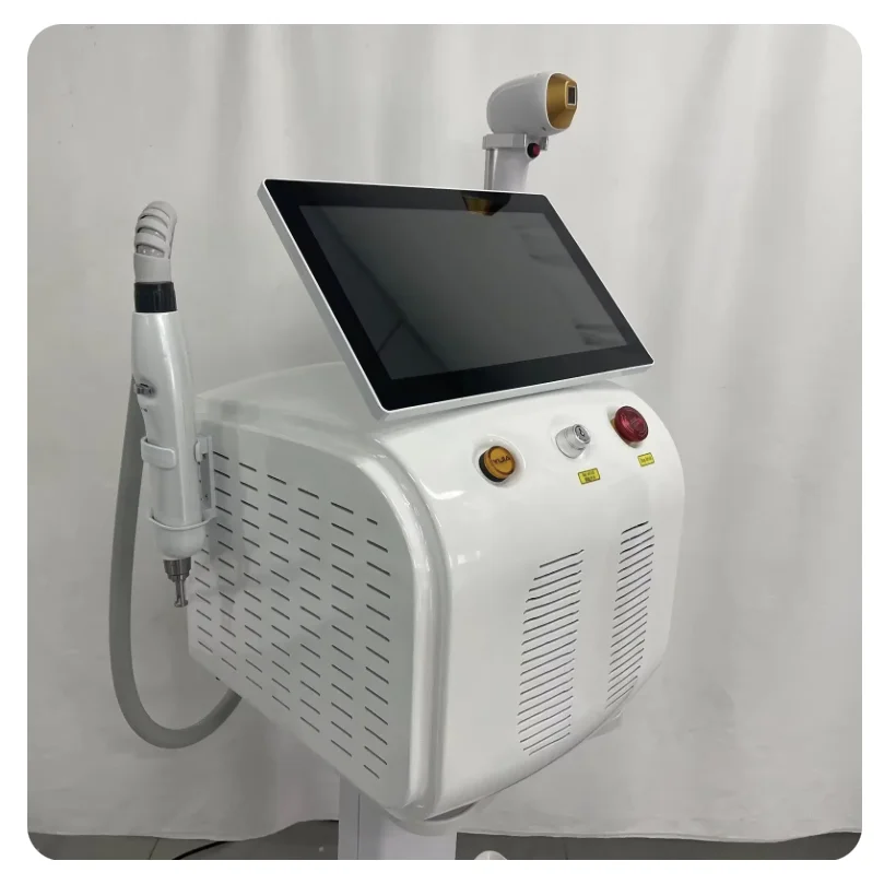 Professional 2 in 1 ไดโอดและ Nd Yag Laser 755nm 808nm 1064nm เครื่องกําจัดขนแบบพกพา Picoseconds Laser Tattoo Remover